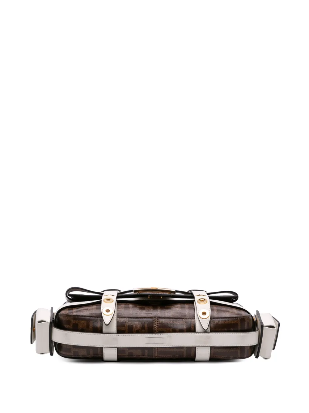 Pre-owned Fendi 2010-2025 Zucca Glazed Fabric Cage Baguette Satchel In Brown