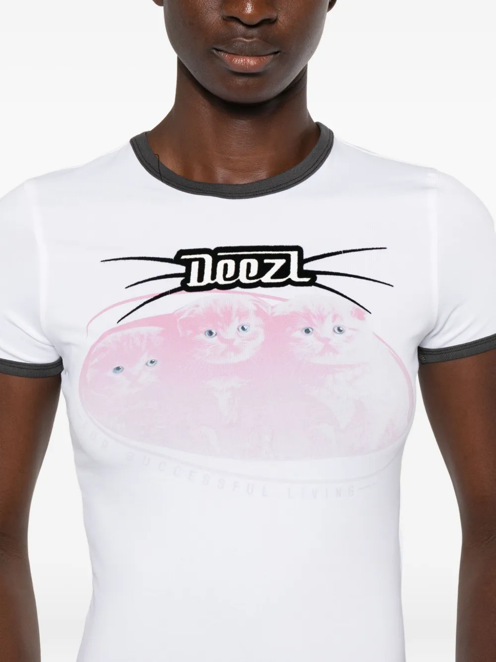 Diesel cat-graphic cotton T-shirt Wit