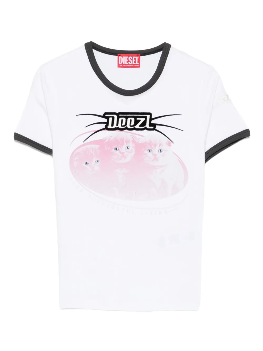 Diesel cat-graphic cotton T-shirt Wit