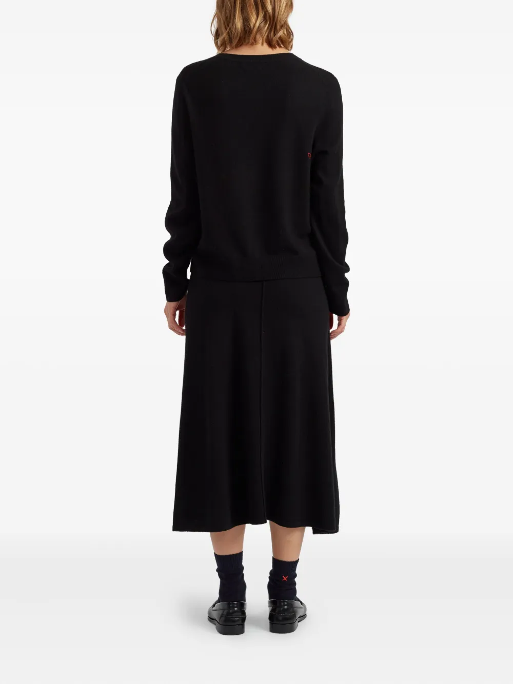 Chinti & Parker Wool-cashmere Crewneck Dancing Snoopy Sweater In Black