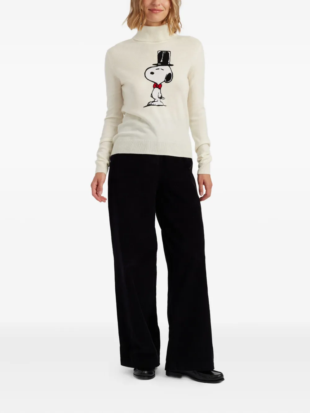 Chinti & Parker Wool-cashmere Top Hat Snoopy Sweater In Brown