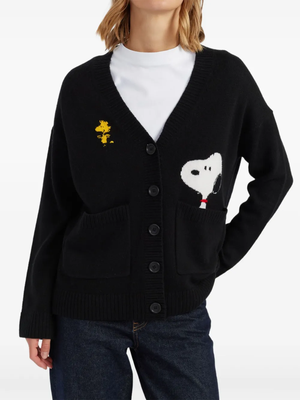Chinti & Parker Wool-cashmere Peek Pocket Cardigan In Black