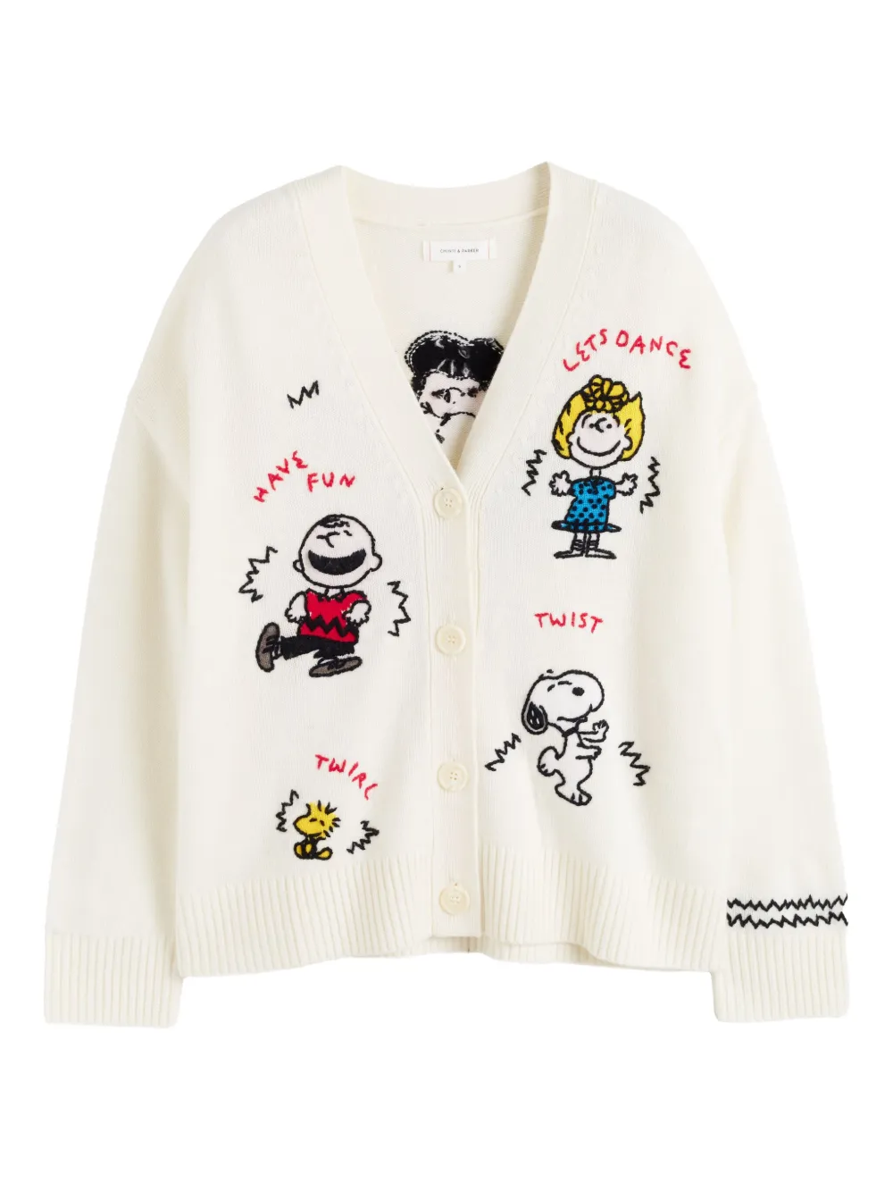 Chinti & Parker Peanuts Dancing Cardigan In White