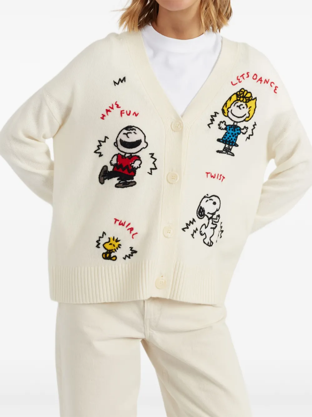 Chinti & Parker Peanuts Dancing Cardigan In White