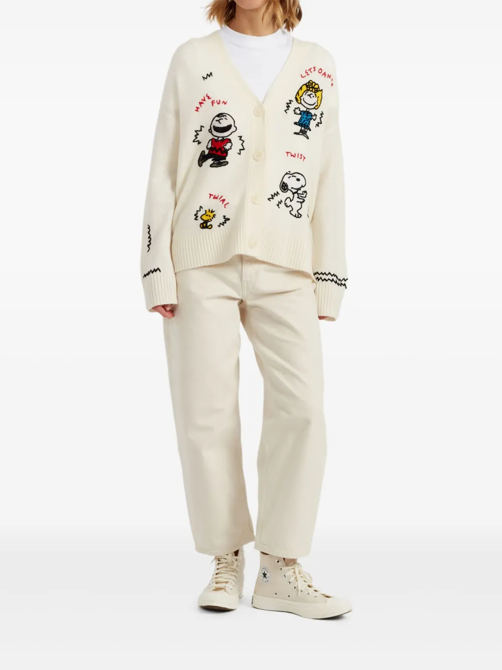 Chinti & Parker Peanuts Dancing Cardigan In White