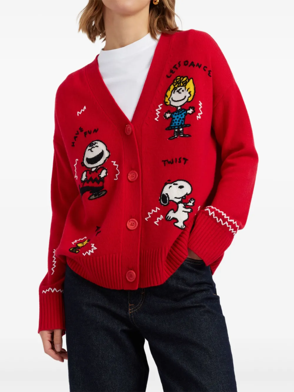 Chinti & Parker Peanuts Dancing カーディガン In Red