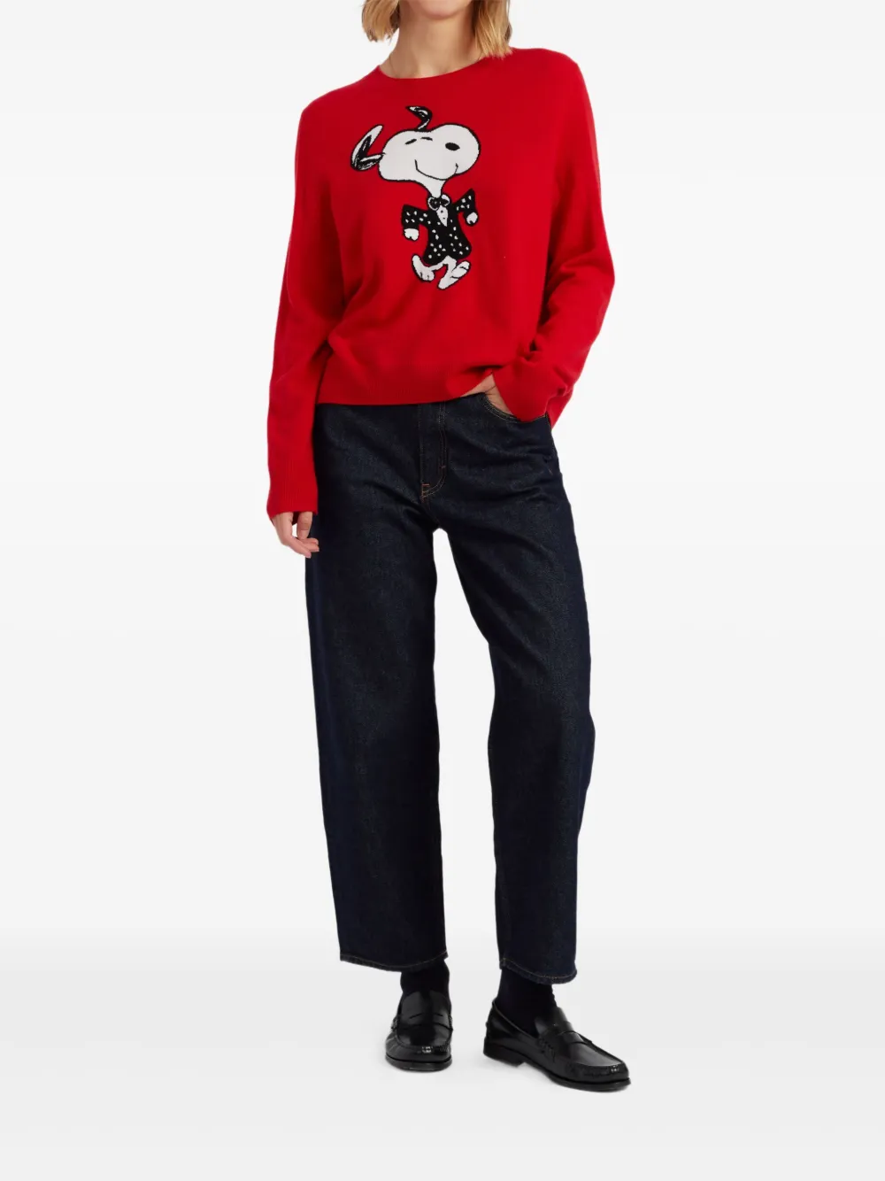 Chinti & Parker Dancing Snoopy Sweater In Red