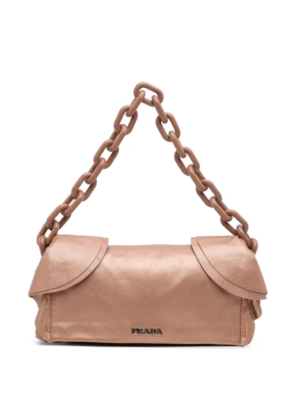 Prada Pre-Owned 2000-2025 Nappa Ruffle Resin Chain Shoulder