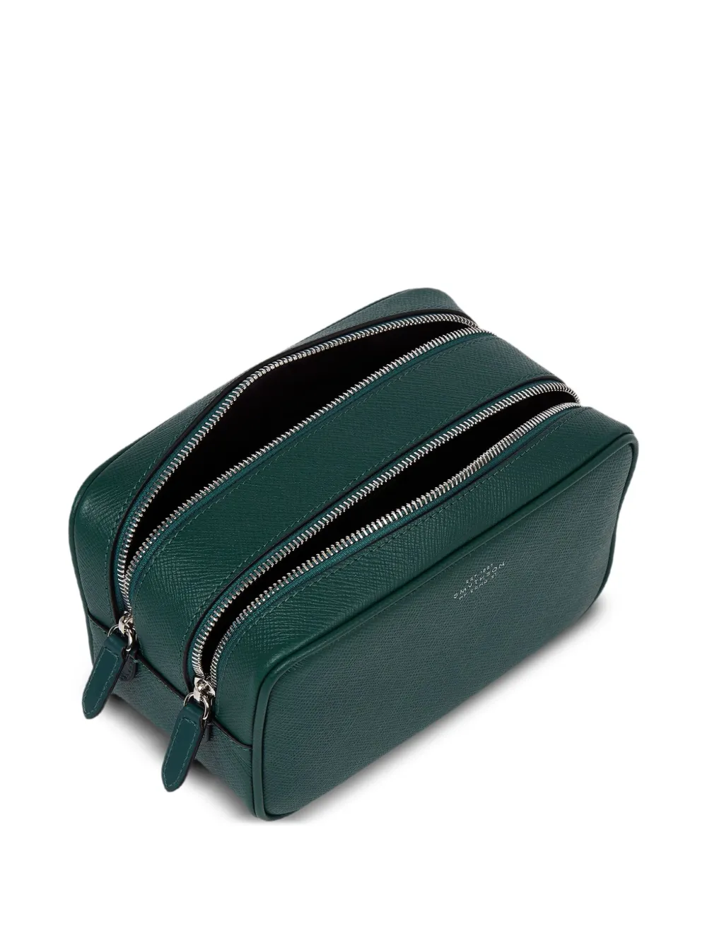 Smythson Panama toilettas met dubbele rits Groen