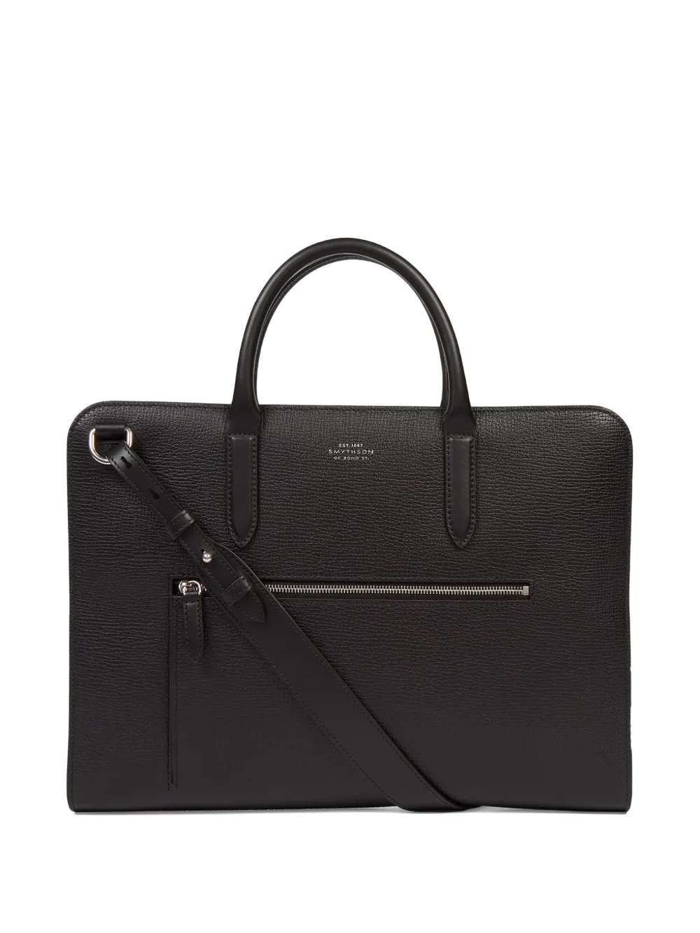 Smythson Ultra Slim aktetas met rits Zwart