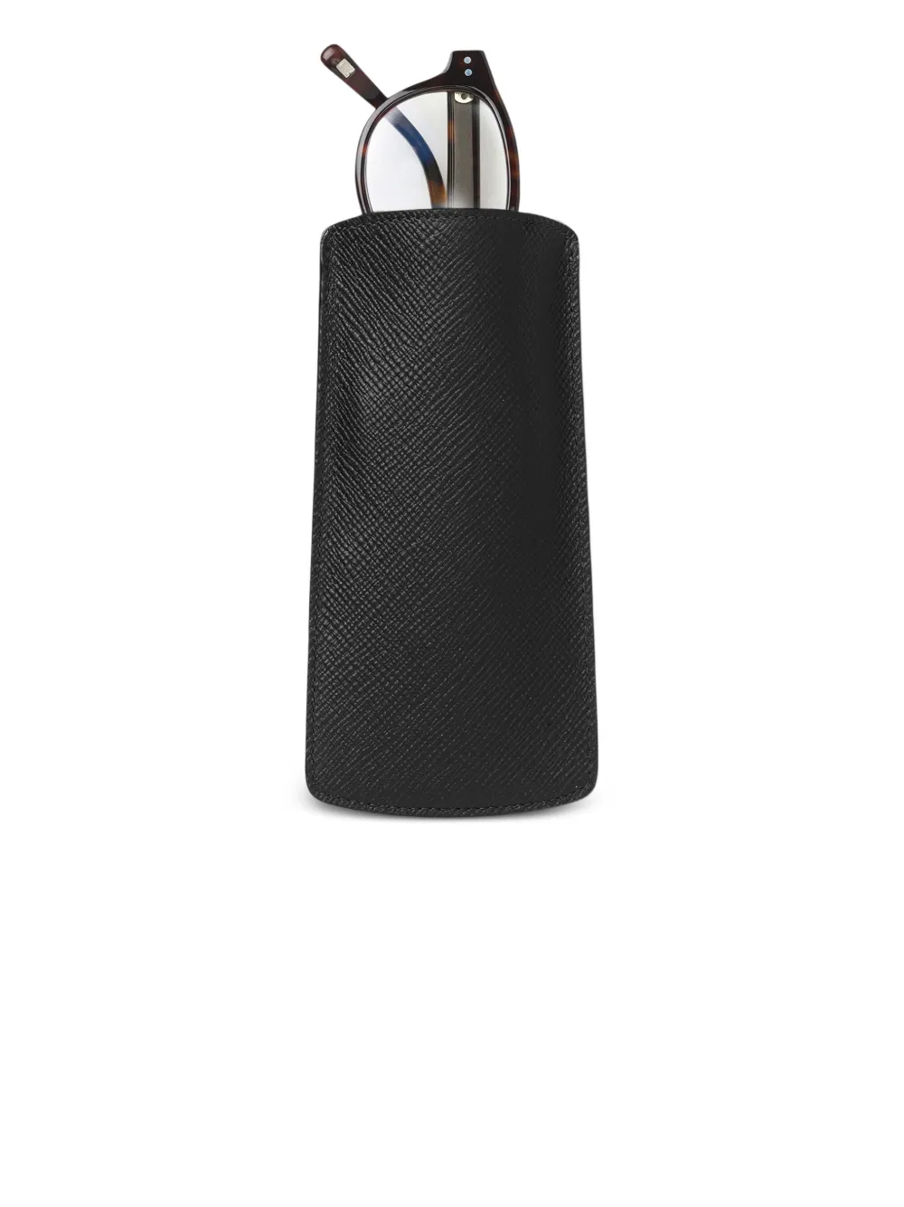 Smythson Panama Leather Glasses Case In Black
