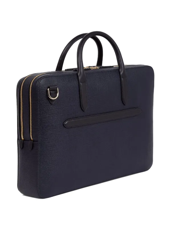 Smythson Large textured-leather Briefcase Blue FARFETCH AU