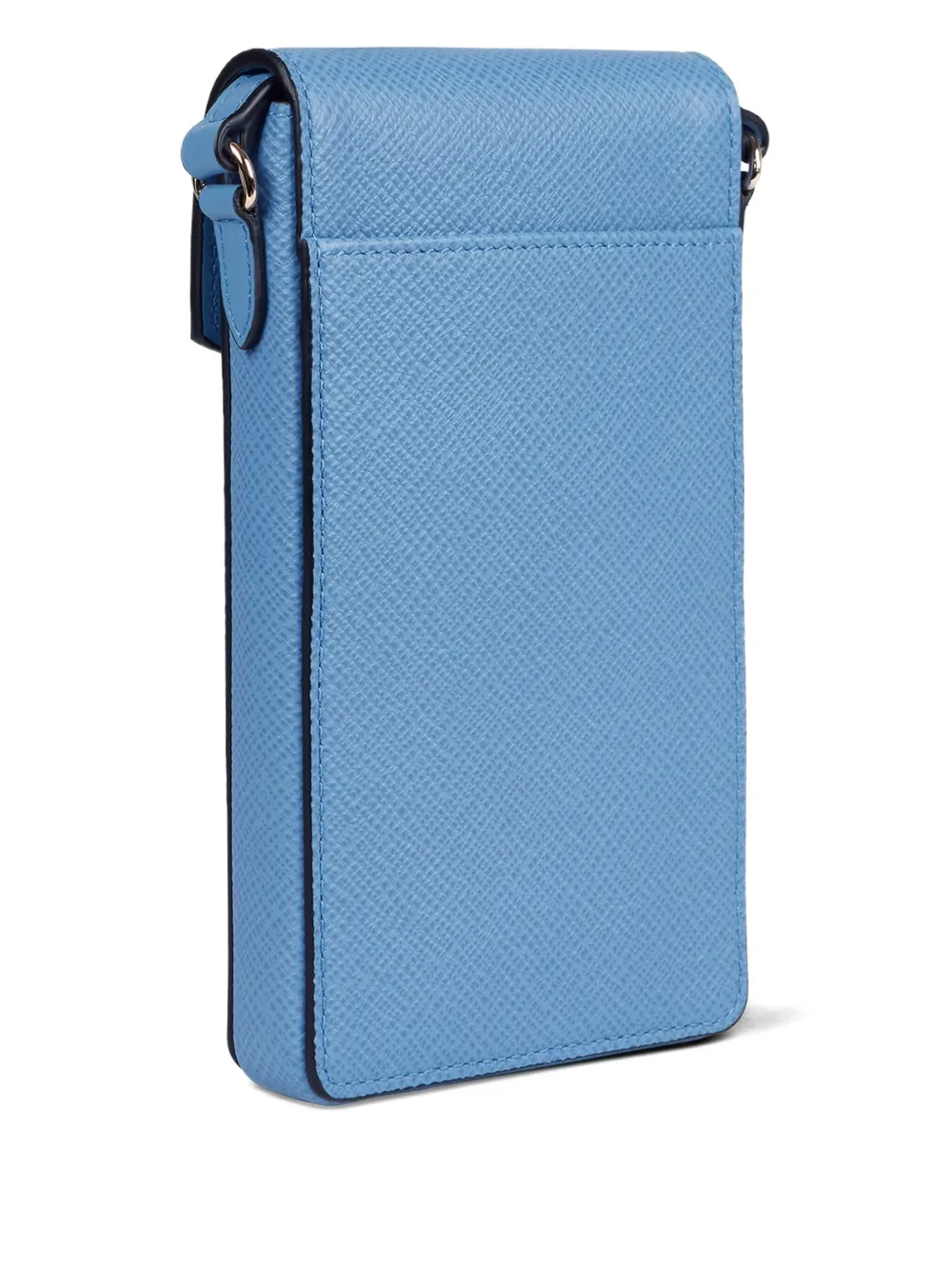 Smythson Envelope Crossbody Phone Case In Blue