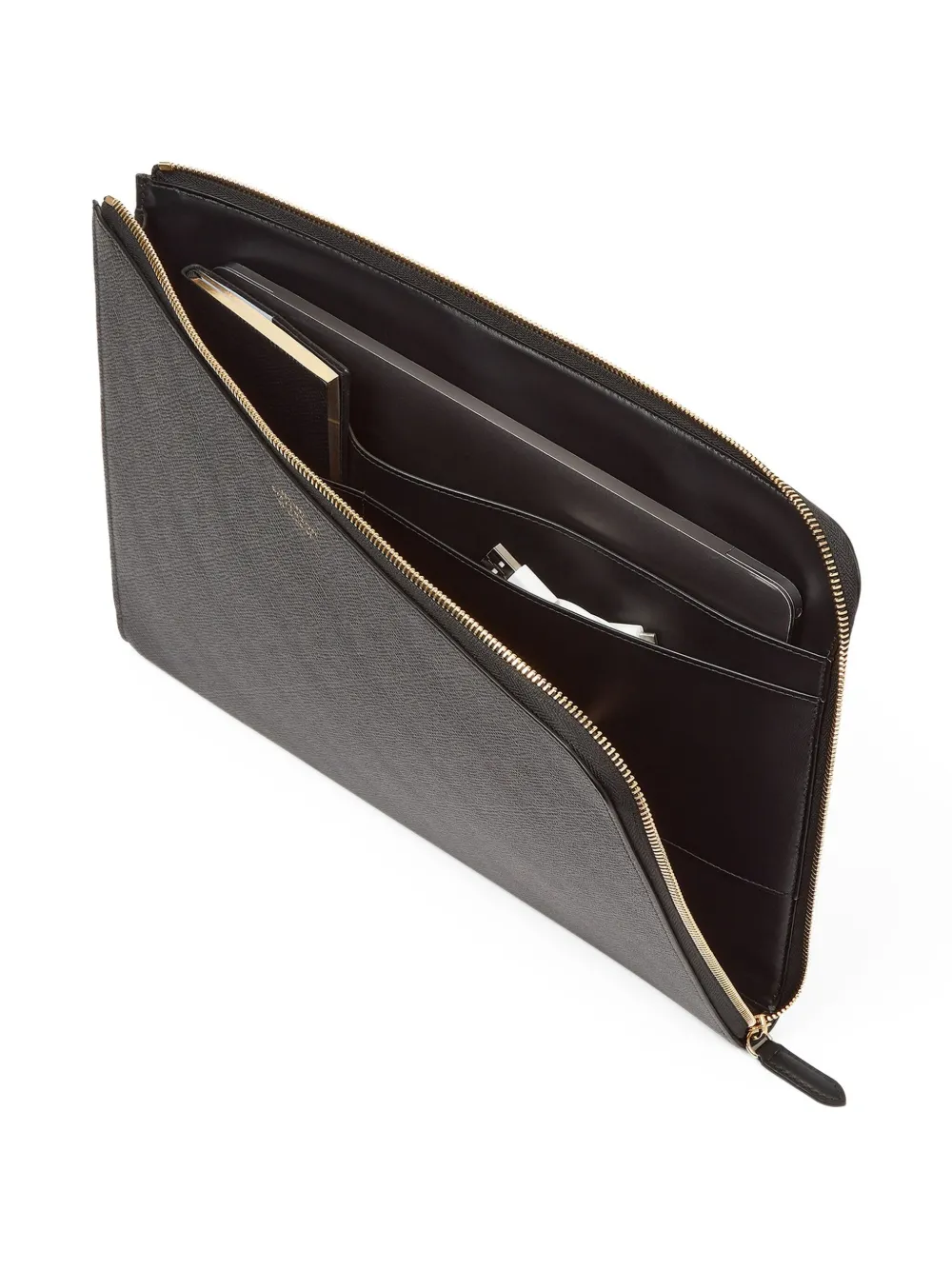 Smythson Zip Laptop Case In Black