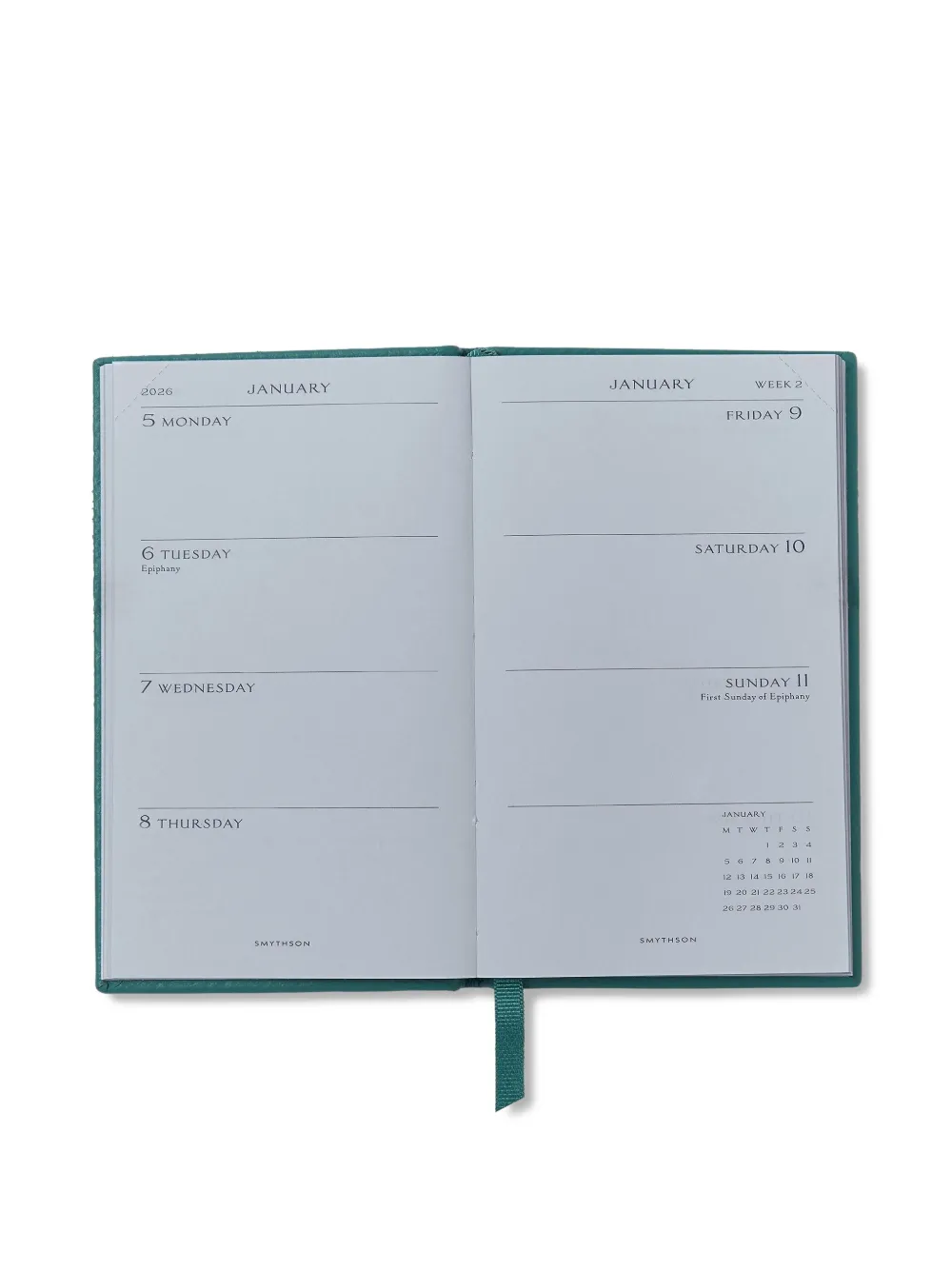 Smythson 2026 Panama Weekly Diary In Green