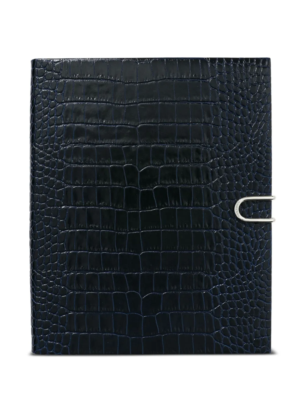 Smythson Portobello Crocodile-effect Slide-closure Notebook In Black