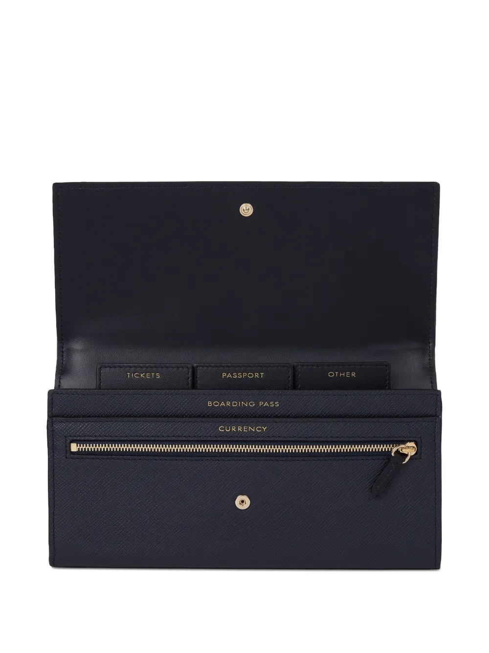 Smythson Leren portemonnee met reliëf Blauw