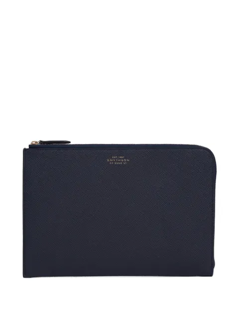 Smythson zip-fastening leather pouch