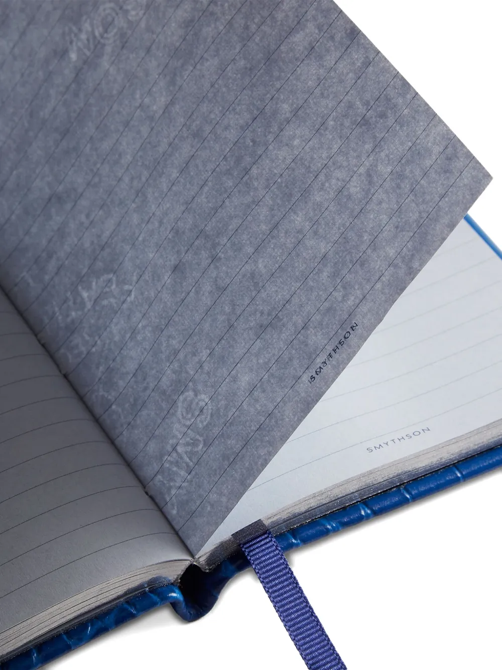 Smythson Panama Crocodile-embossed Notebook In Blue
