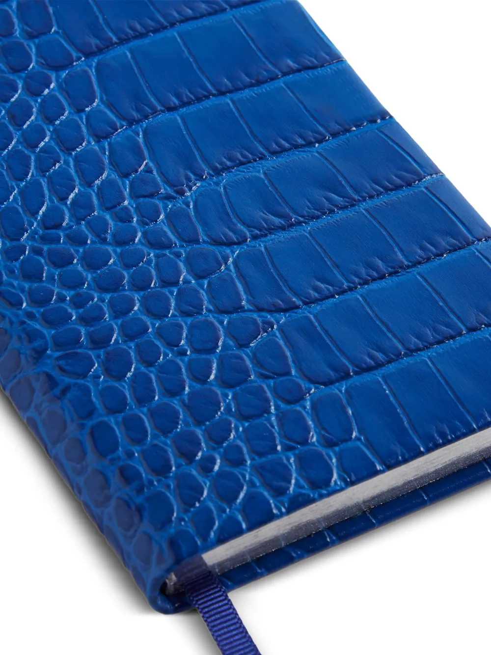 Smythson Panama Crocodile-embossed Notebook In Blue