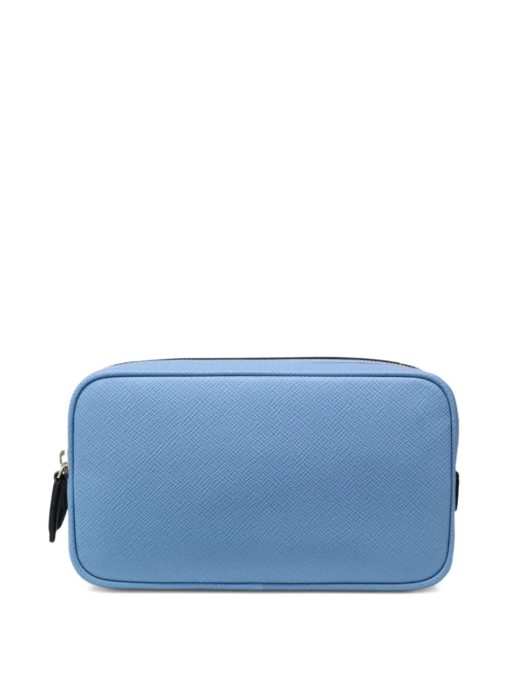 Smythson Panama toilettas met dubbele rits Blauw