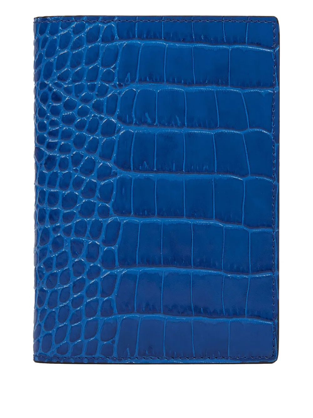 Smythson Crocodile-embossed Passport Cover In Blue