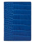 Smythson crocodile-embossed passport cover - Blue