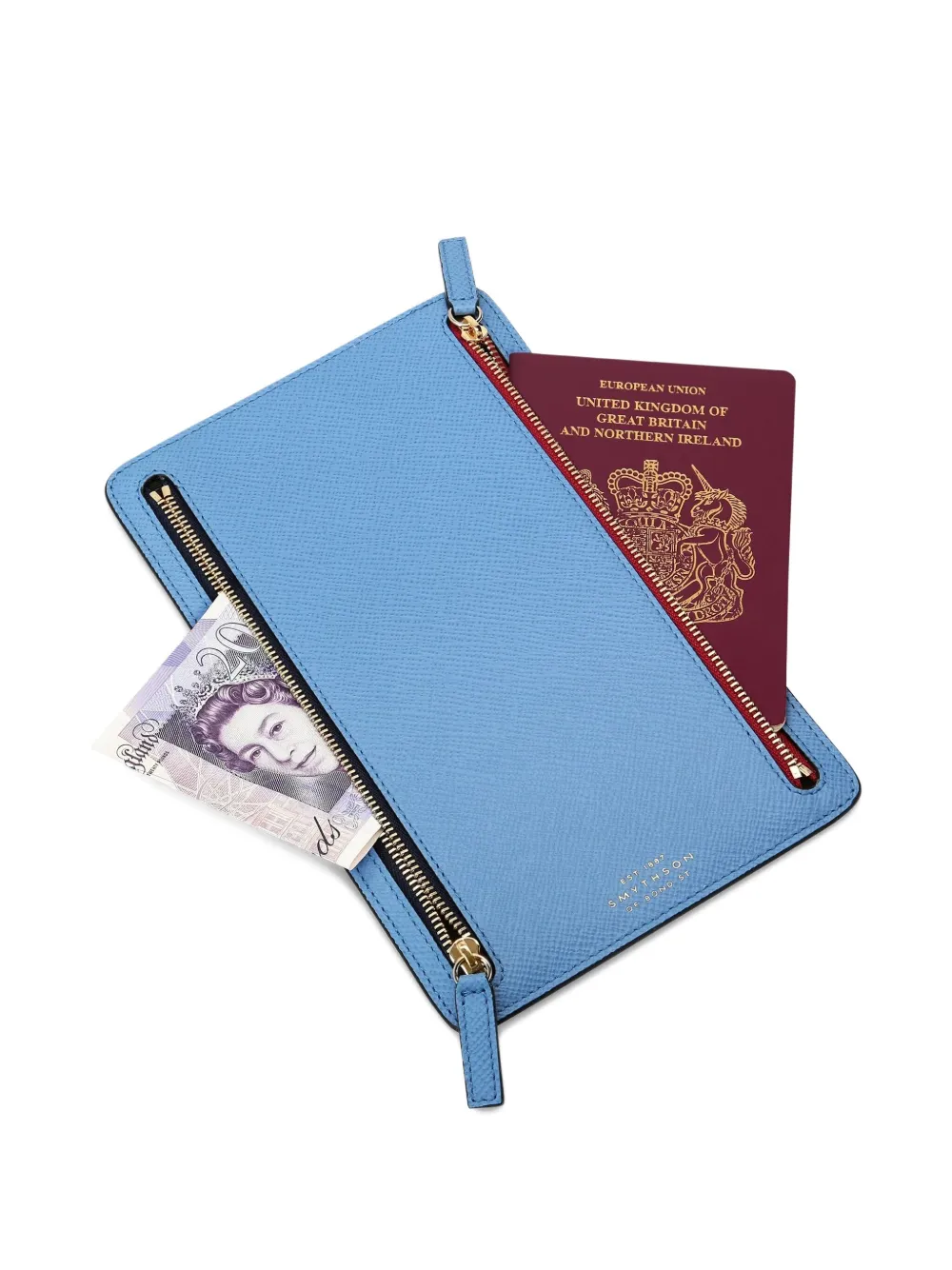 Smythson Double-zip Travel Case In Blue