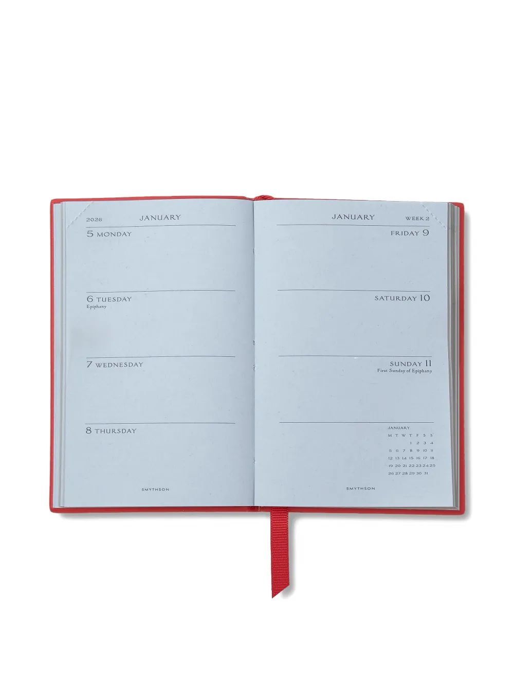 Smythson 2026 Wafer Weekly Diary In Red