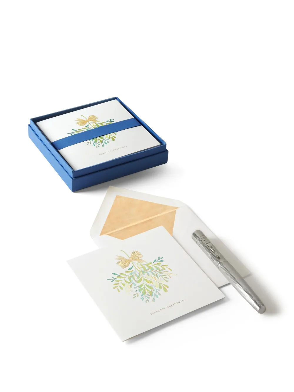 Smythson Christmas Mistletoe Cards (set Of Ten) In White