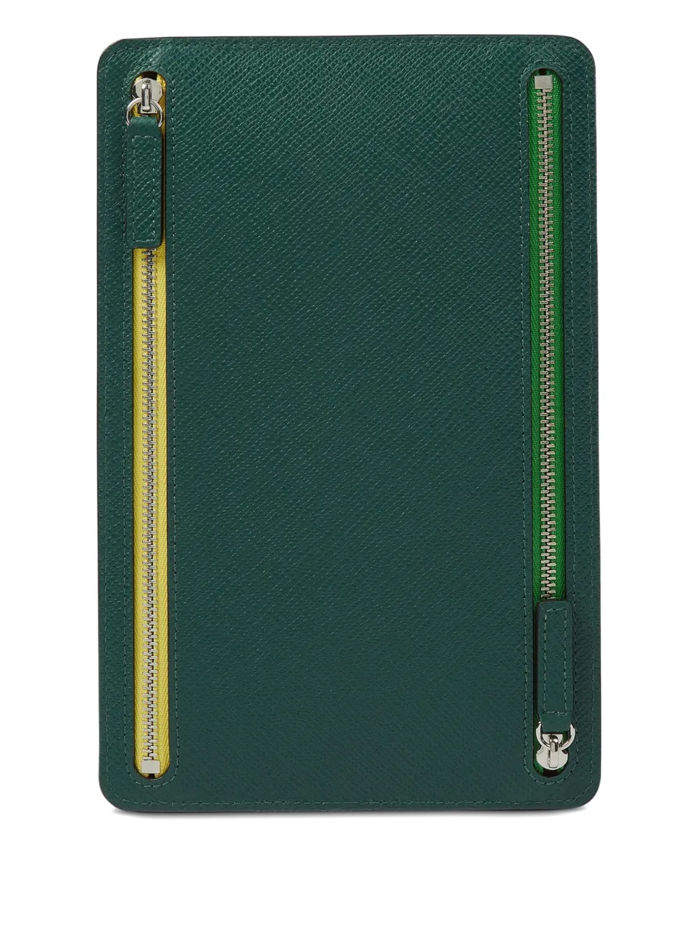 Smythson Panama Multi-zip Case In Green
