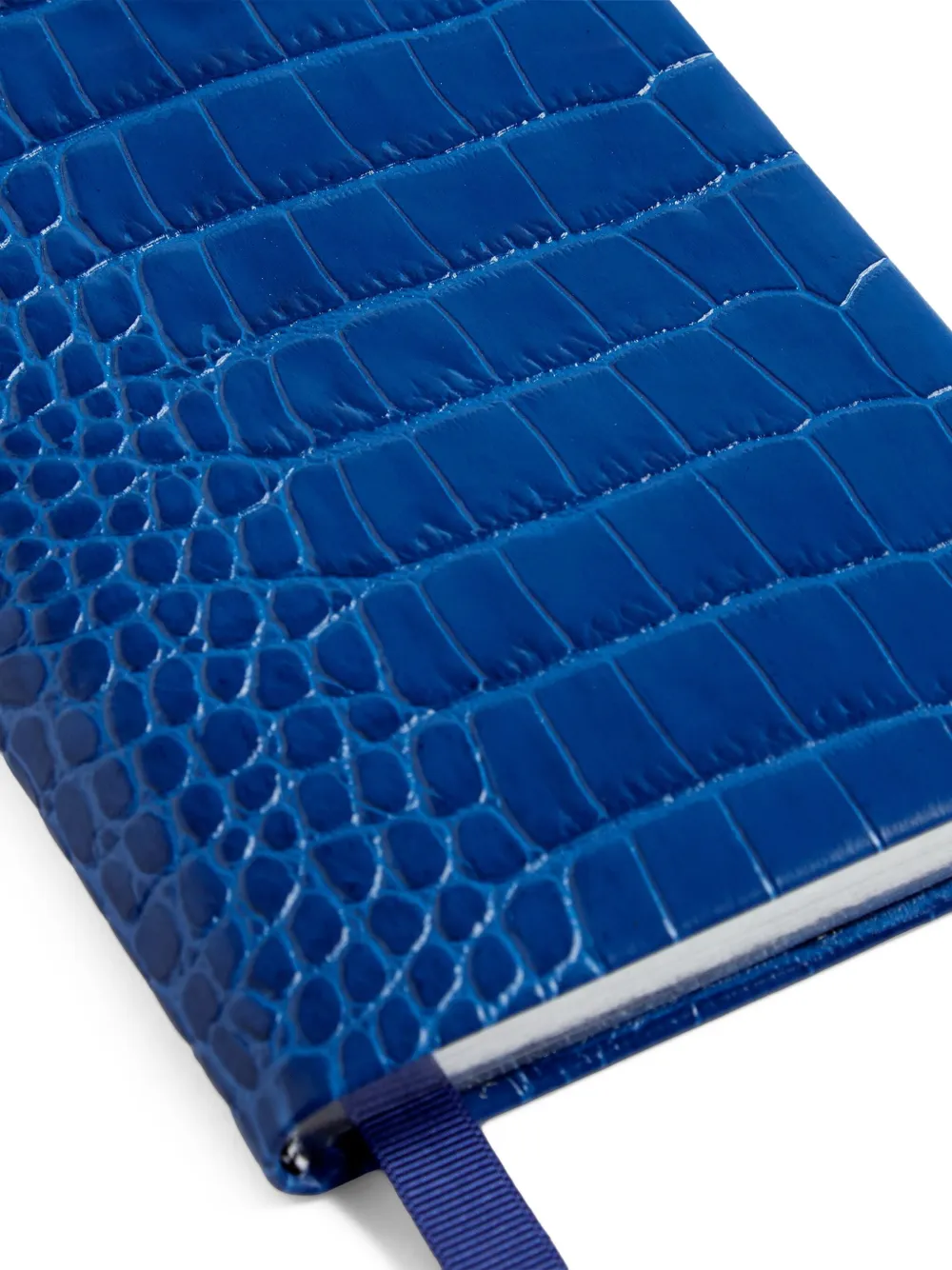 Smythson Chelsea Crocodile-embossed Notebook (16.7cm X 11.2cm) In Blue