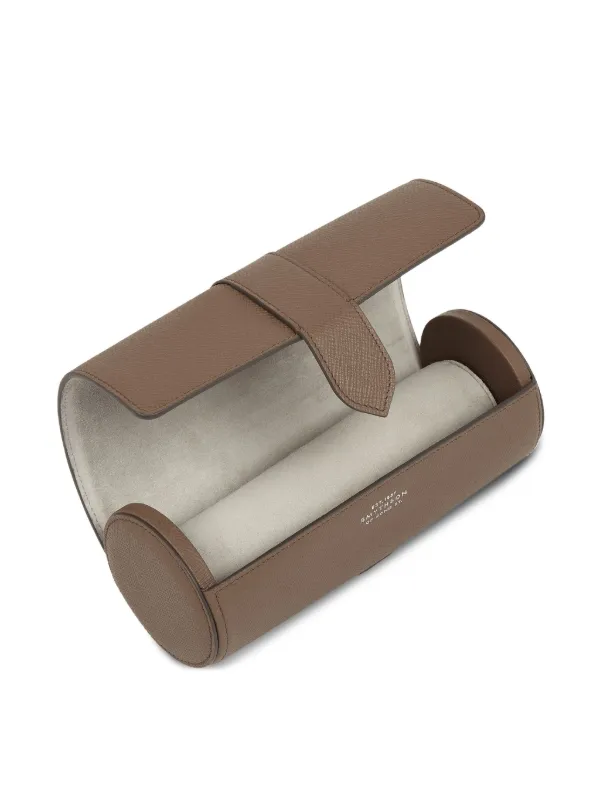 Smythson Panama Leather Watch Roll in Brown