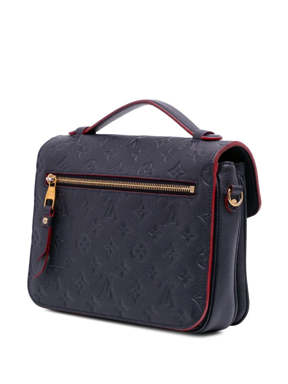 Pre-owned Louis Vuitton 2017 Monogram Empreinte Pochette Metis Satchel In Blue