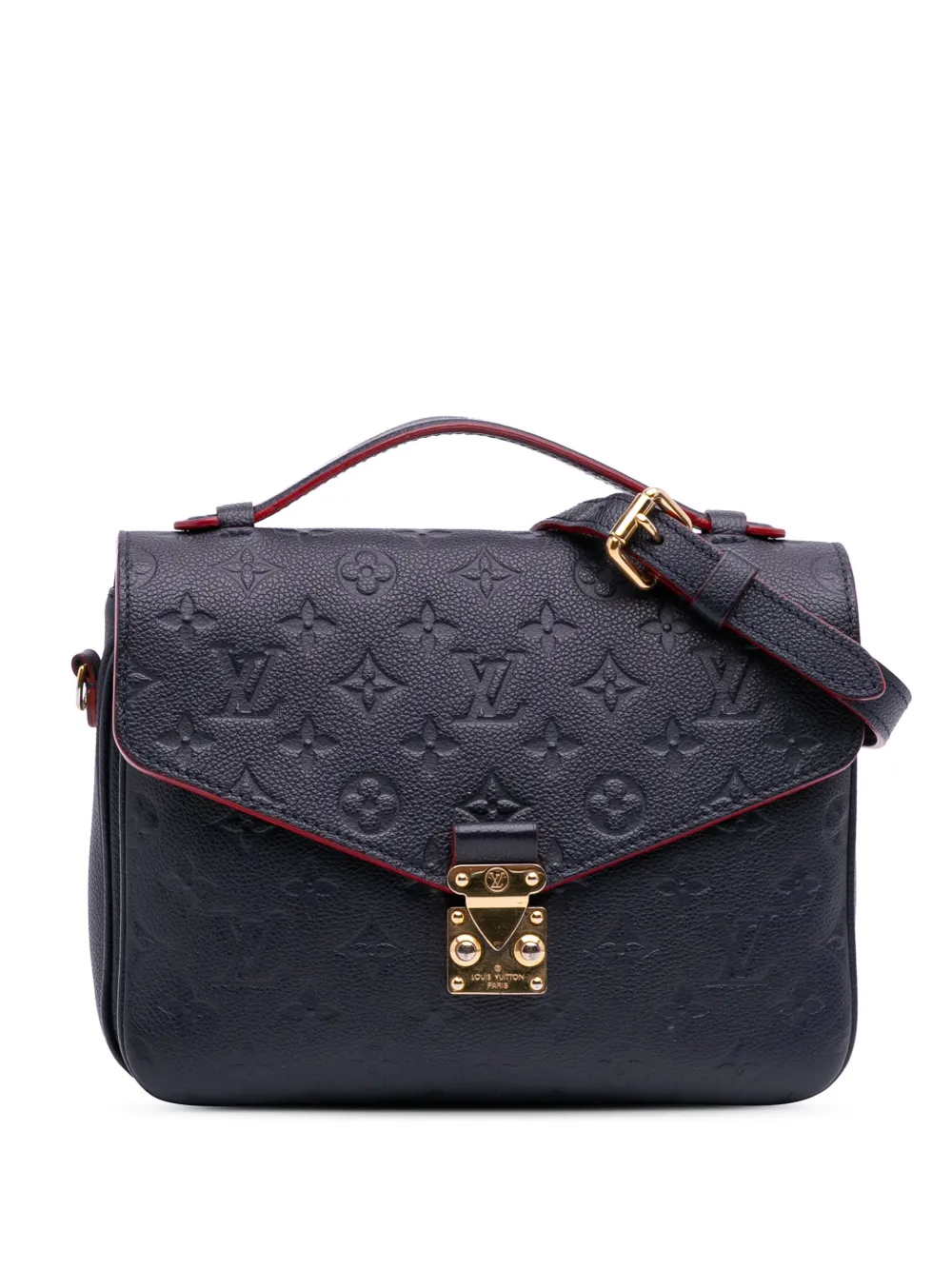 Pre-owned Louis Vuitton 2017 Monogram Empreinte Pochette Metis Satchel In Blue
