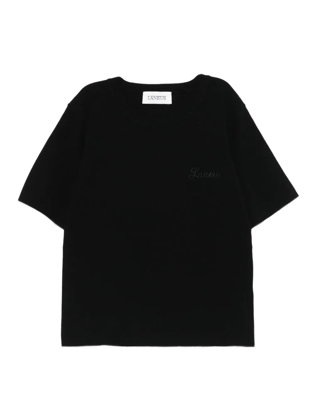 Laneus logo-embroidered short-sleeve top Zwart