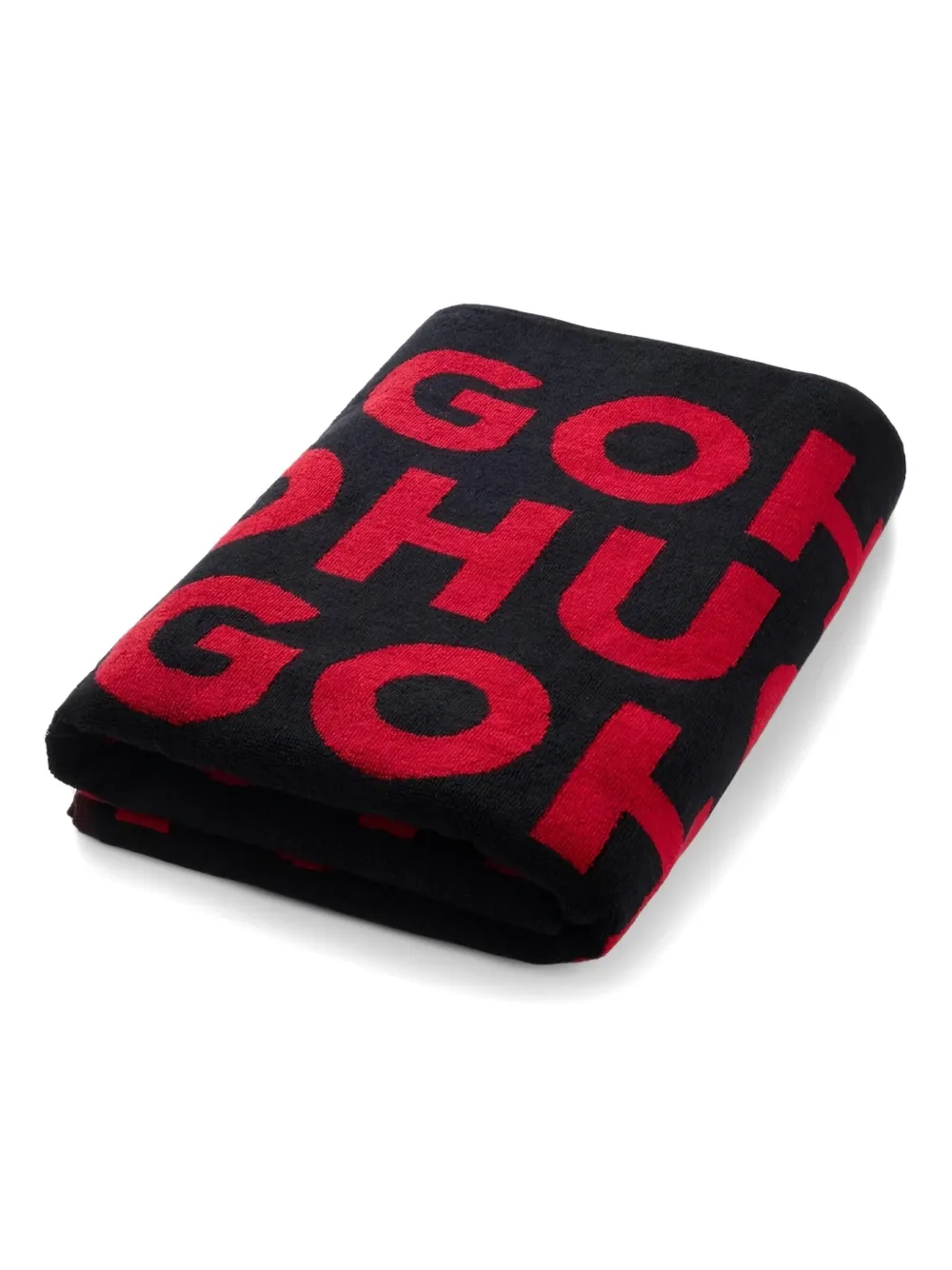Hugo Boss Logo-pattern Beach Towel In Black