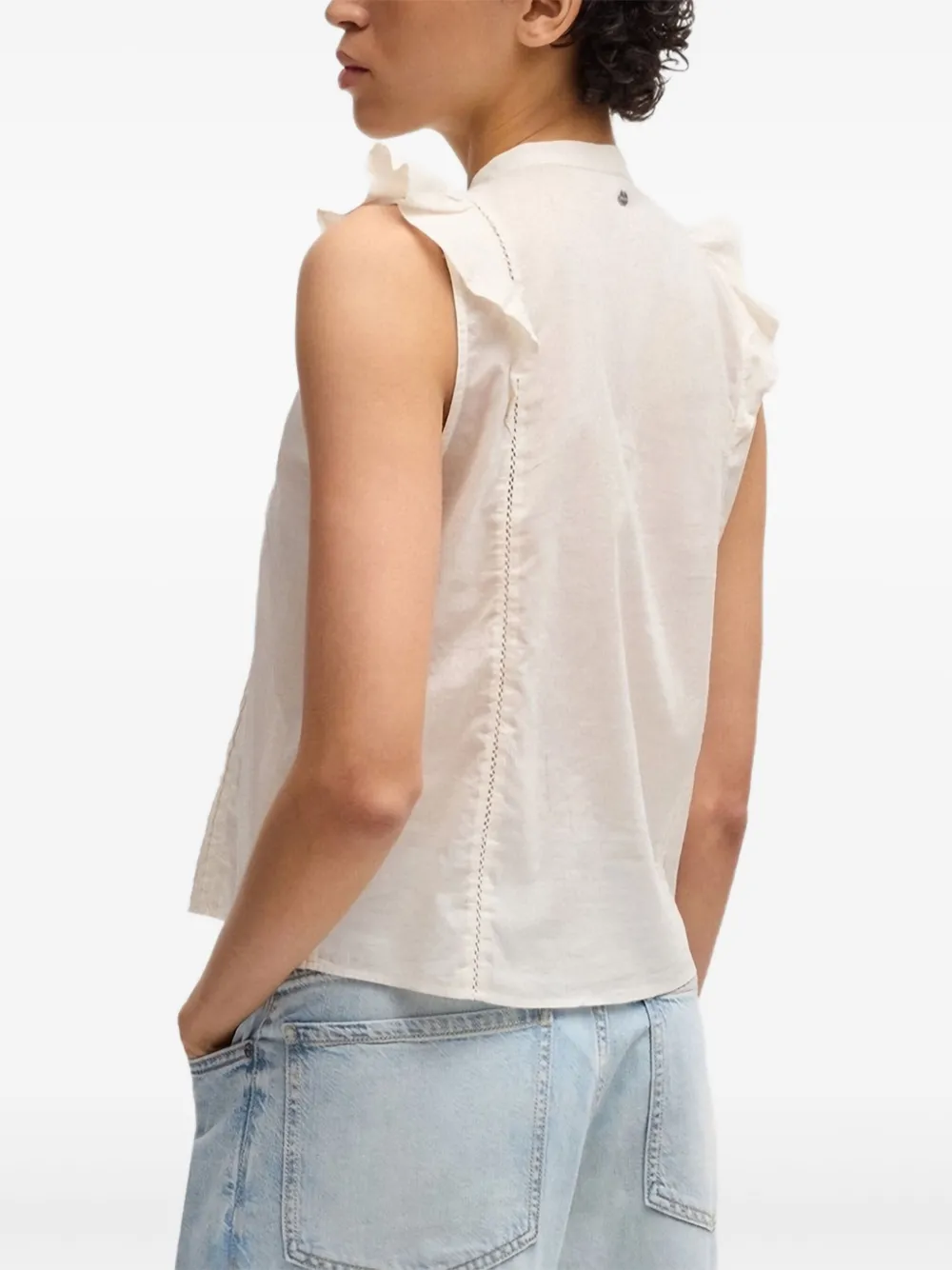 BOSS Top met ruches Beige