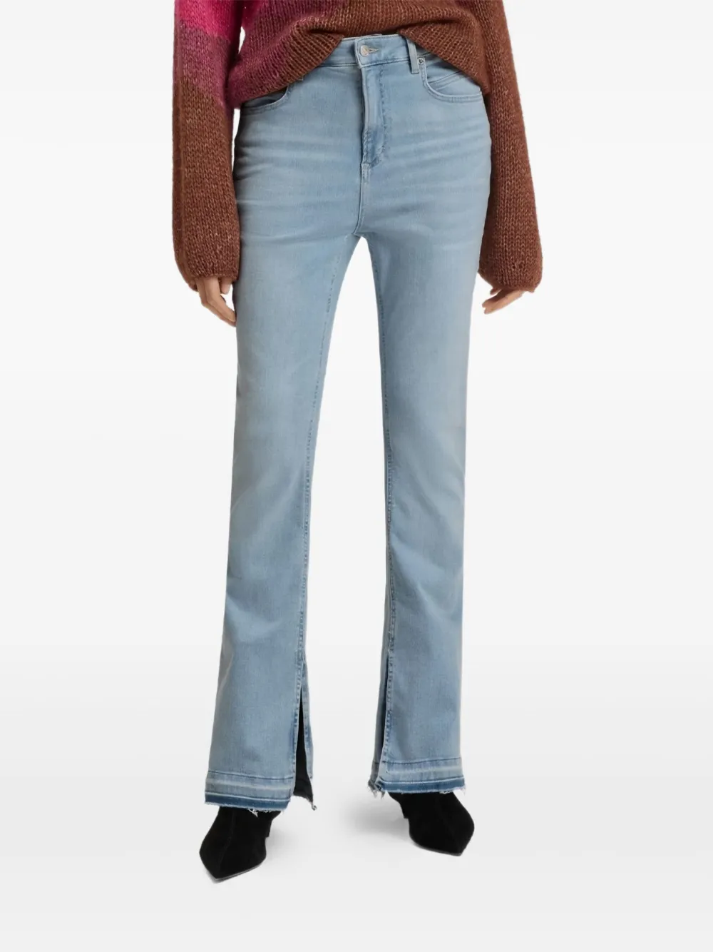 Hugo Boss Split-hem Flared Trousers In Blue
