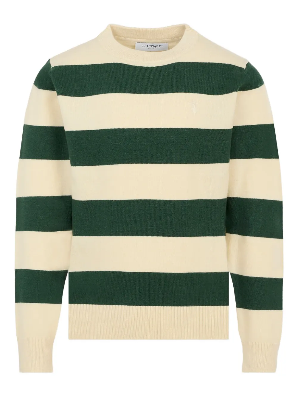 TRUSSARDI JUNIOR striped crew-neck sweater Beige