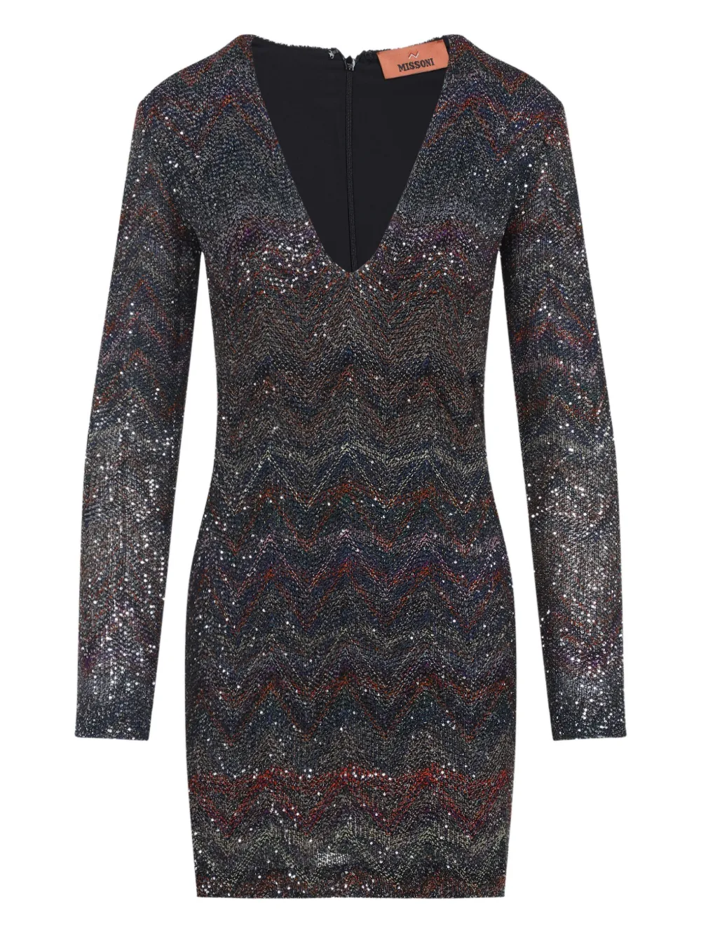 Missoni Mini-jurk met zigzagpatroon en pailletten Zwart