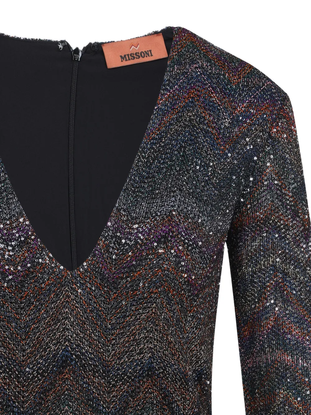 Missoni Mini-jurk met zigzagpatroon en pailletten Zwart