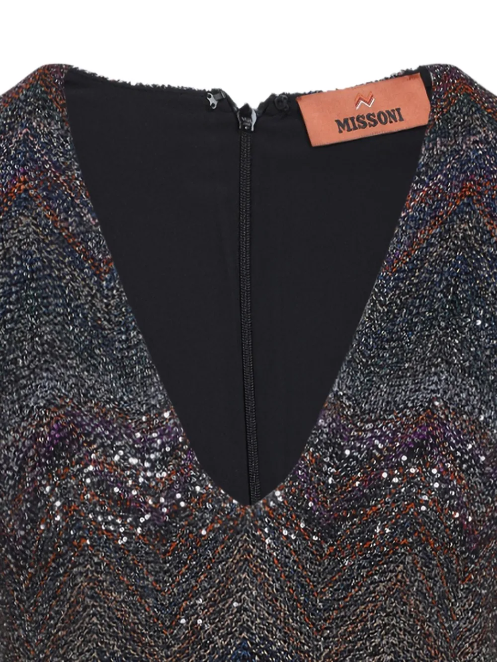 Missoni Mini-jurk met zigzagpatroon en pailletten Zwart