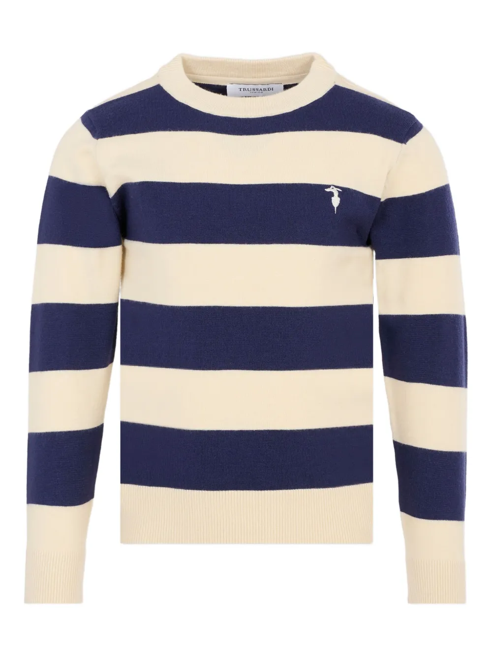 TRUSSARDI JUNIOR striped crew-neck knit Blauw