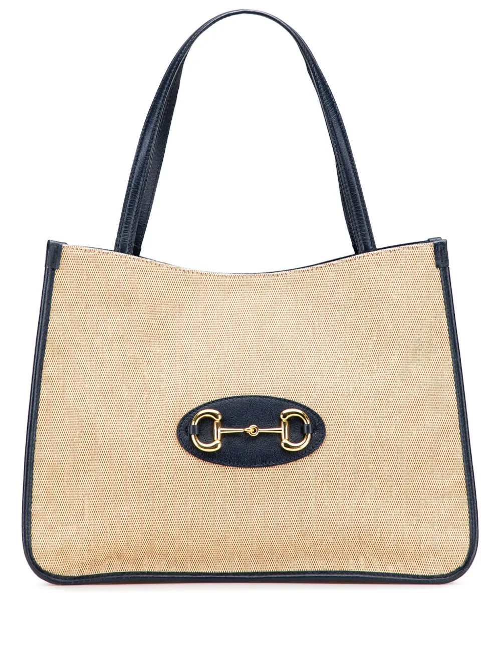 Pre-owned Gucci 2016-2025 Medium Canvas Horsebit 1955 Tote Bag In Brown