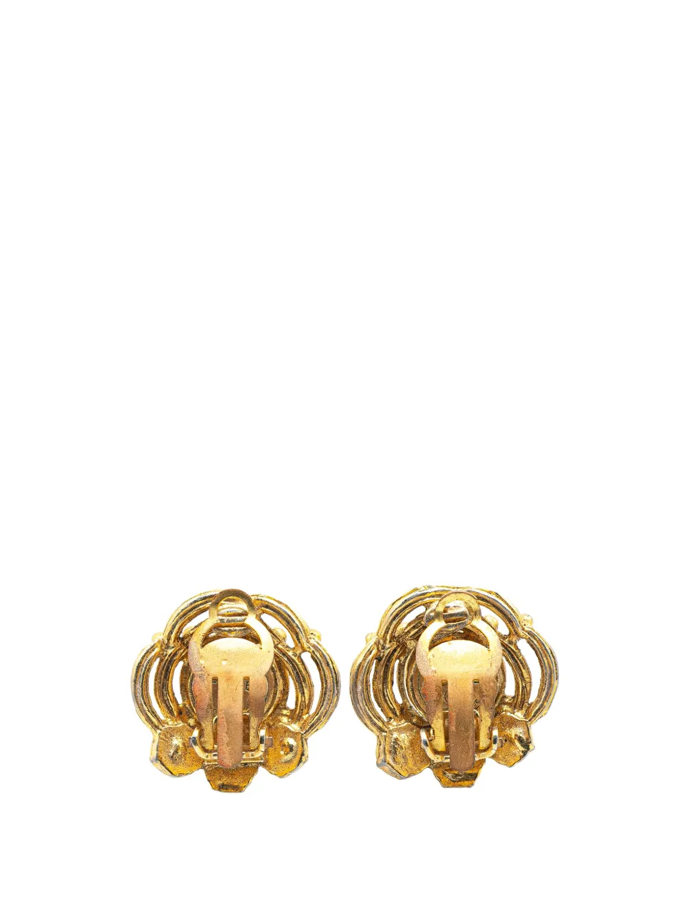 CHANEL Pre-Owned aretes de clip bañados en oro con perla artificial y strass del siglo XX | Image 2
