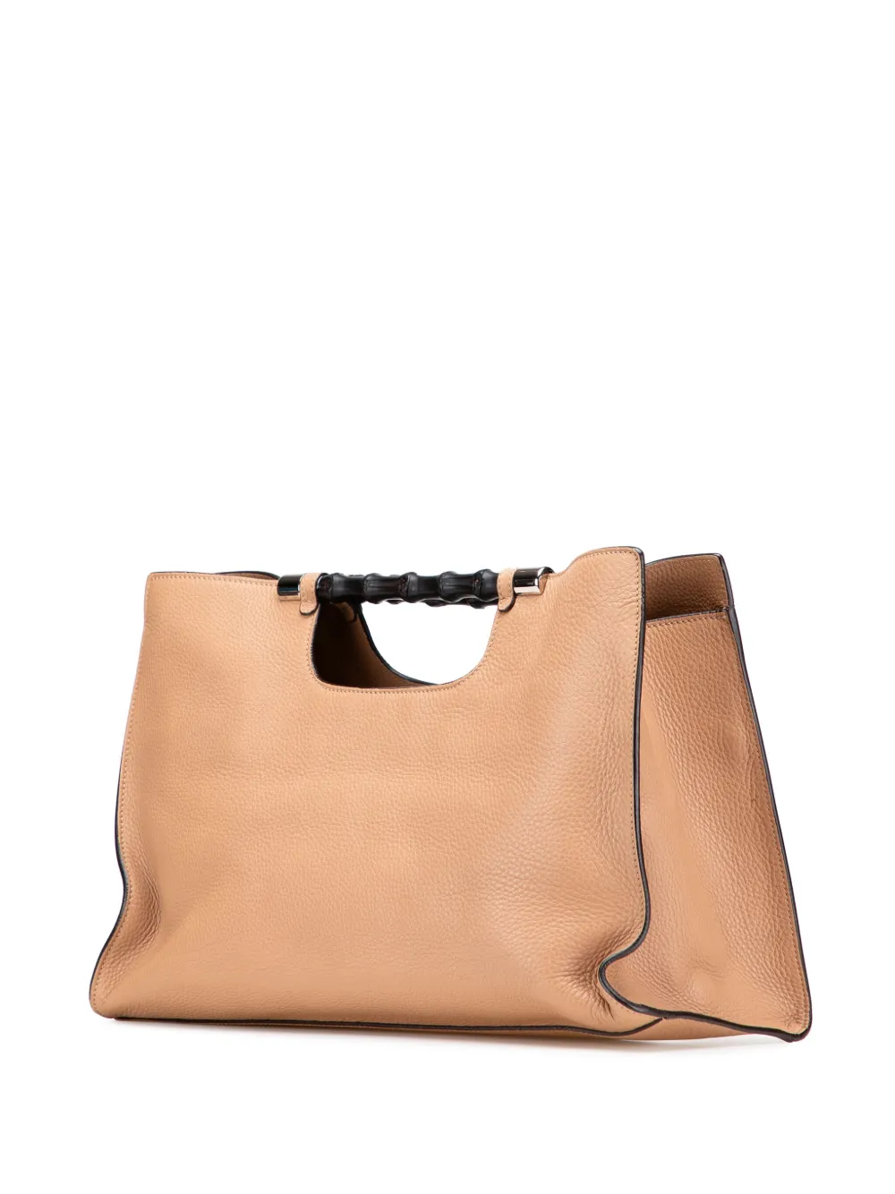 Pre-owned Gucci 2000-2015 Medium Calfskin Bamboo Daily Shopper Satchel In Brown