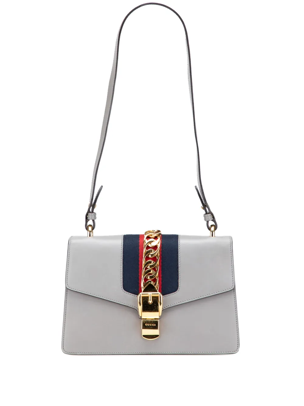 Pre-owned Gucci 2000-2015 Small Leather Sylvie Satchel In Gray