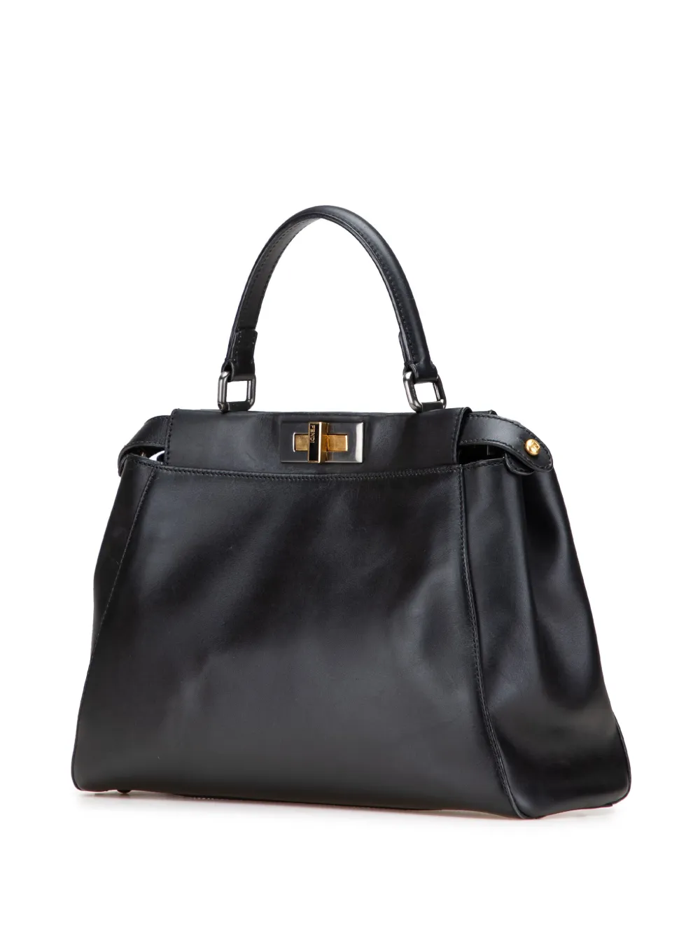 Pre-owned Fendi 2000-2010 Medium Shiny Nappa Peekaboo Iconic Satchel In Black