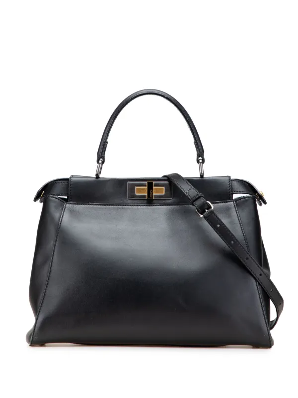 Fendi Pre-Owned 2000-2010 Medium Shiny Nappa Peekaboo Iconic Satchel  Black FARFETCH IN